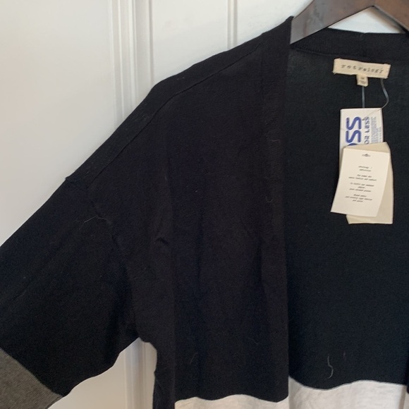 Retrology NWT Women Color Block Open Front Long Knit Cardigan Pockets Sz M Grey - Picture 5 of 12